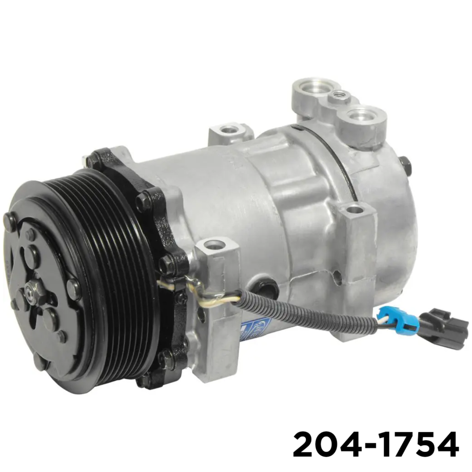 Air Components 204-1754 Sanden SD7H15 SHD A/C compressor, 8-groove poly-V clutch, 119 mm pulley, 12V, GQ head.