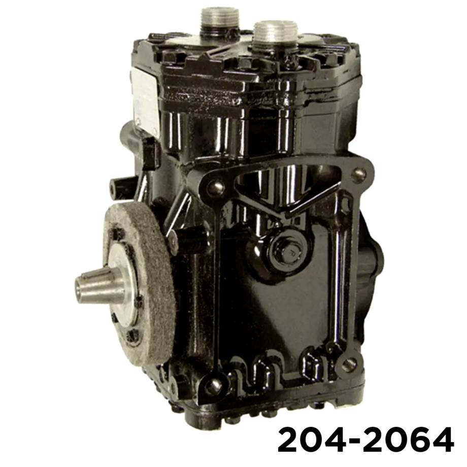 Air Components 204-2064 York-style (T/CCI) 2-cylinder A/C compressor, right-hand suction, Tube-O head, model F210R.