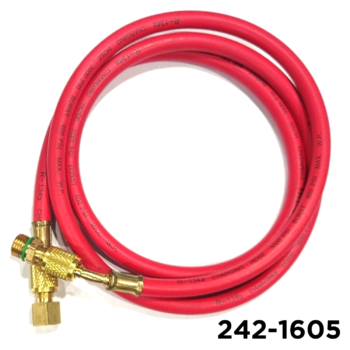 134A Charging Hose 60" Red 1/4" W / Adapters 14mm Male x 1/2" Acme Female