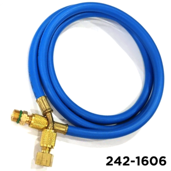 134A Charging Hose 60" Blue 1/4" W / Adapters 14mm Male x 1/2" Acme Female