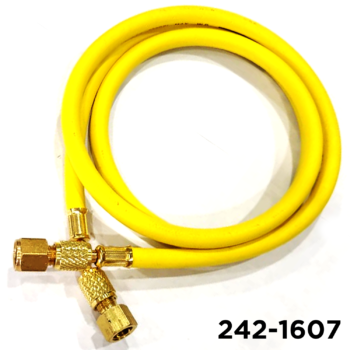 134A Charging Hose 60" Yellow 1/4" W / Adapters 1/4 Male x 1/2" Acme Female