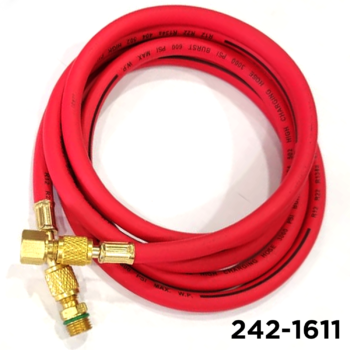 134A Charging Hose 96" Red W / Adapters 14mm Male x 1/2" Acme Female
