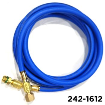 134A Charging Hose 96" Blue W / Adapters 14mm Male x 1/2" Acme Female