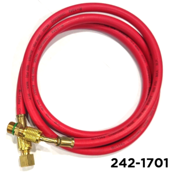 1234YF Charging Hose 60" Red 1/4"  W / Adapters 12mm Male x 1/2" LH Acme Female