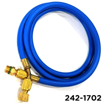 1234YF Charging Hose 60" Blue 1/4"  W / Adapters 12mm Male x 1/2" LH Acme Female