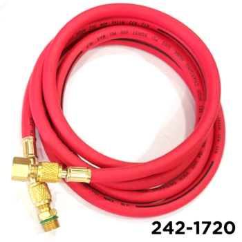 1234YF Charging Hose 96" Red 1/4"  W / Adapters 12mm Male x 1/2" LH Acme Female