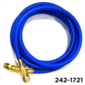 1234YF Charging Hose 96" Blue 1/4"  W / Adapters 12mm Male x 1/2" LH Acme Female