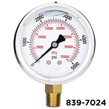High Pressure Liquid Filled Gauge 0-5,000 PSI