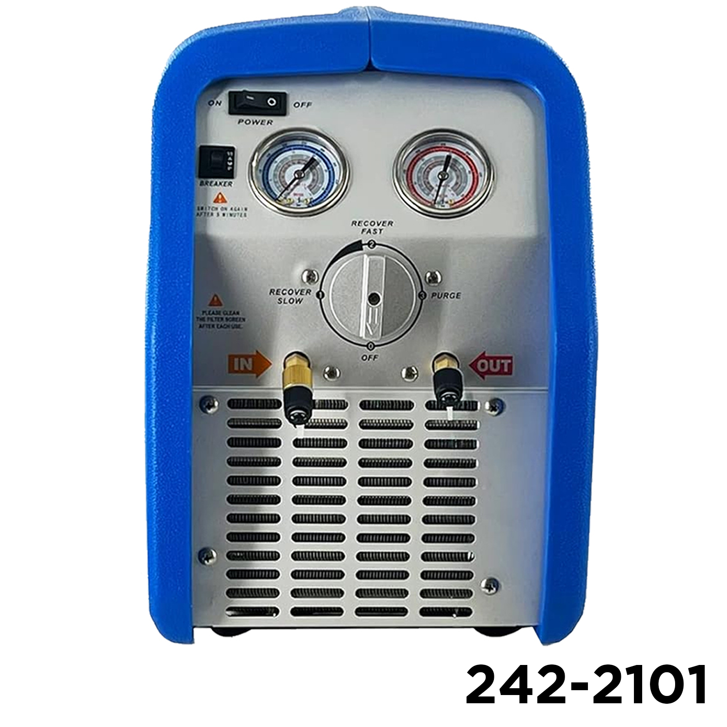 A/C Refrigerant Recovery Machine, 3/4 HP 110V 60 Hz Portable Oil-less