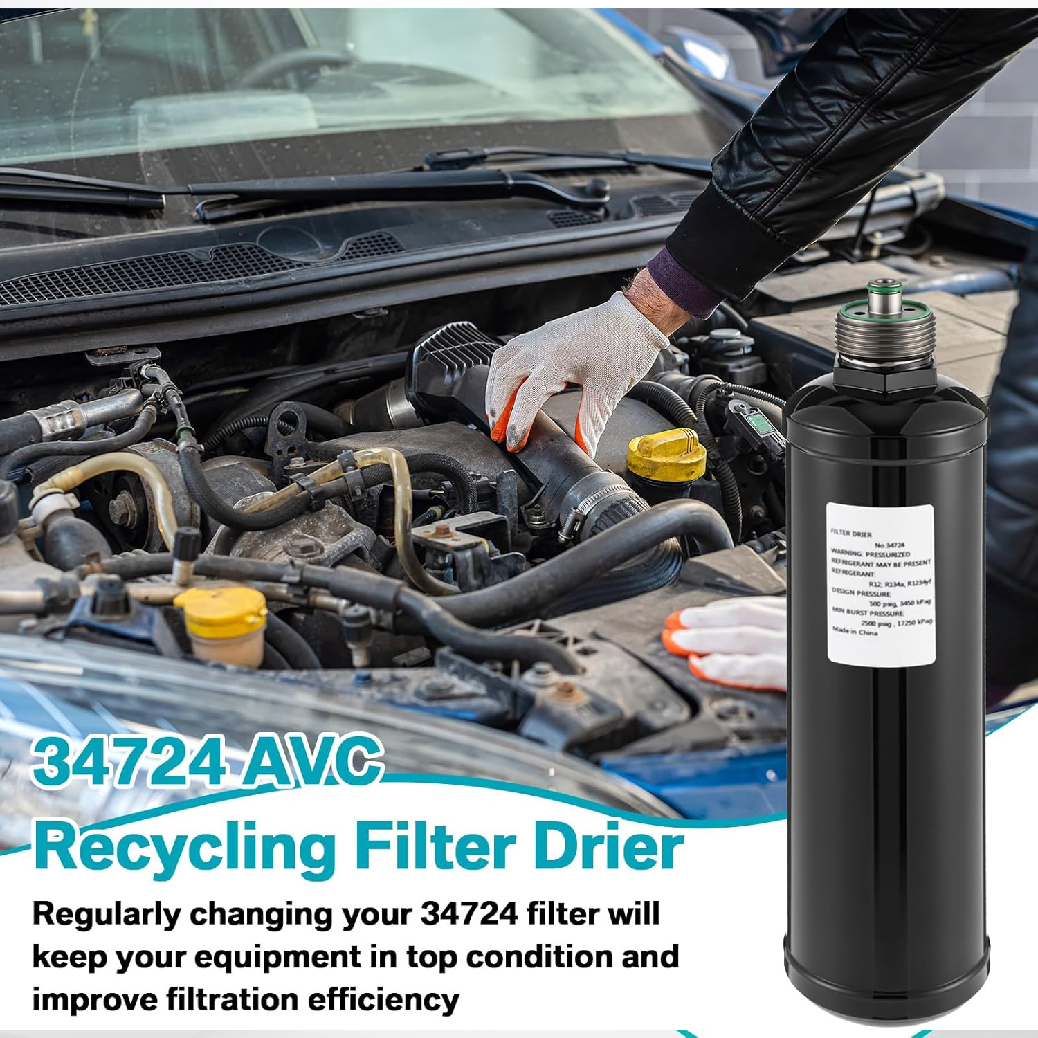ROBINAIR Aftermarket Recovery/Recycling Filter With Fluoro-Dye Retro Lube & Vacuum Pump Oil